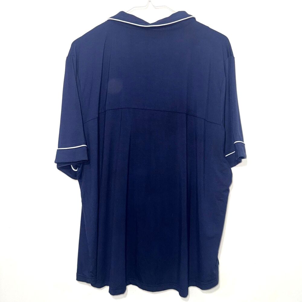 Cozy Earth Bamboo Stretch Knit Short Sleeve Pajama Set - Navy/White XL - Picture 6 of 13